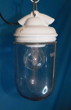 OLD PORCELAIN FARMYARD LAMP. LOFT, FACTORY, INDUSTRIAL, WORKSHOP