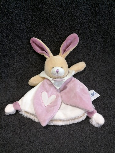 Doudou lapin beige blanc mauve - beige,