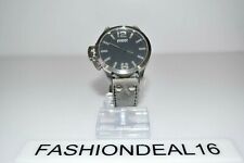 Oozoo Authentic Steel Lefty Aged Gray Leather SS OS259 Oversized $Watch