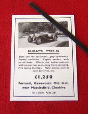 BUGATTI TYPE 55 - 1951 ORIGINAL VINTAGE SALES ADVERT