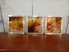 Vintage 70 80s Lucite Fractal Giraudon Matius Amber Resin Inclusion Triptych 