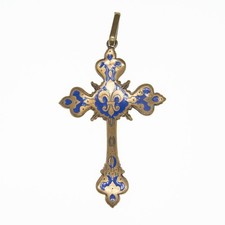 Croix en laiton émaillé à