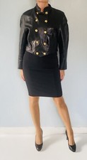 Veste en cuir crop couture DKS