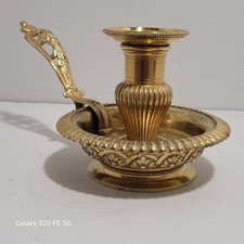 Lourd Bougeoir Bronze Doré Or