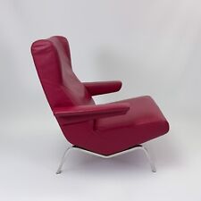 Authentic Archi Armchair by Ligne Roset in Red Leather on a Chrome Frame