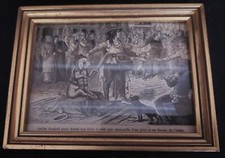 Gravure XIXème Grillet Soulard et la truie dressée