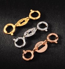 Pure 18K Yellow Rose White Gold Double Spring Clasp / For Bracelet or Necklace