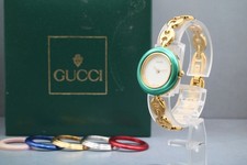 [N MINT /w BOX] GUCCI Change Bezel 6 Colors 11/12.2 Gold Qz Women's Watch JAPAN
