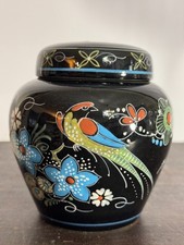 1983 Royal Delft De Porceleyne Fles Black Famille Noir Jar Signed Vintage Dutch