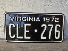 1972 Vintage Virginia License