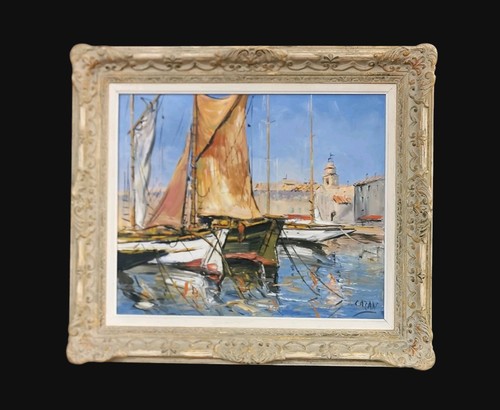 Tableau marine tropez huile - st,