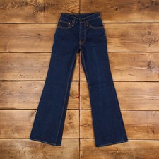 Vintage Levis 507 Jeans 24 x 31 Big E Talon Zipper USA Made 70s Dark Wash Blue