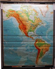Map of the American Continents Wall Chart Vintage Poster Rollable Mural