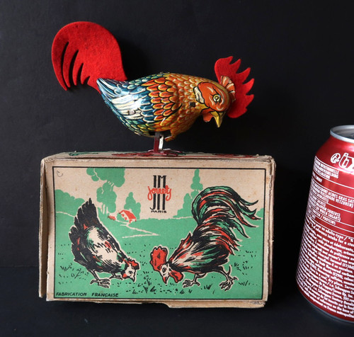 Coq mécanique tole feutre - coq, et