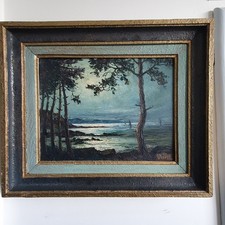 TABLEAU SIGNÉ R PERROT PAYSAGE HUILE SÛR TOILE RENÉ PERROT ARTISTE PEINTRE 20eme