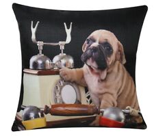Chien Carlin Avec Téléphone Animal Imprimé 17x17 Coussin Housse Taie pour Lit