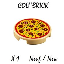 Lego 14769pb160 - 1x Tile decorated round 2x2 Pizza pattern - NEW NEUF