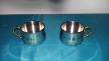 2 TASSES A CAFE INOX 18/10 ET METAL DORE PAIRE EXPRESSO DOUBLE PAROI INOXRIV
