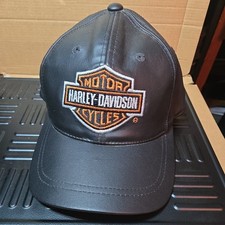 Vintage Harley Davidson Hat  Leather Cuir Ball Cap, Pre-owned.