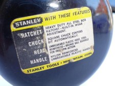 VTG Stanley Bit Brace 923-10" New Carpenter Cabinetmaker Tool Drill USA NOS Rare