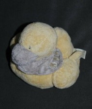 🍀 Doudou Canard Jaune DIMPEL Bec et  Bandana Beige Brodé Peluche TTBE