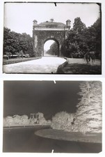 2 plates, photographs glass 13x18 cm METZ LORRAINE snake door and garden