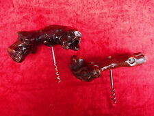 2 beautiful old corkscrews, bottle opener, root wood