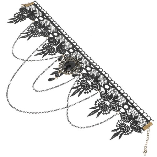 Black lace necklace ras - necklace, de