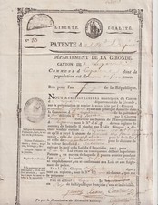 French Revolution. License. Hairdress. Lesparre. Gironde. Merchant. Drapier.