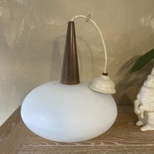 ANCIENNE SUSPENSION Vintage Scandinave Style DESIGNER LOUIS KALFF  TECK Opaline