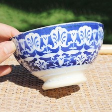Antique earthenware bowl / blue patterns / Digoin? Creil?