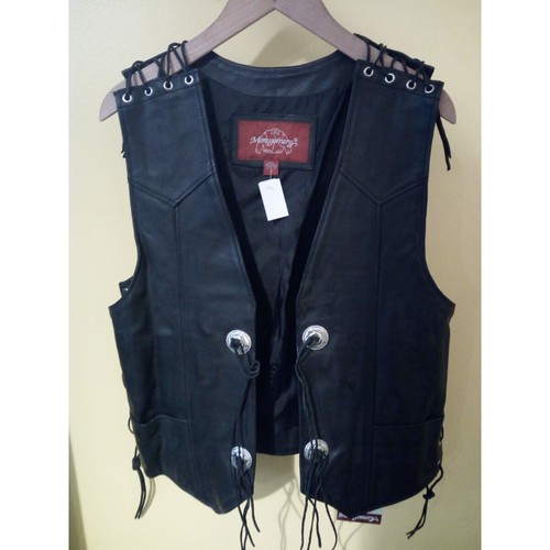 Gilet cuir lacé noir - cuir,