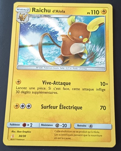 Carte pokémon raichu alola - pokémon, d'alola