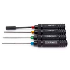 HOBBYTECH KIT DE 4 TOURNEVIS Modèlisme RC ALLEN 1.5 / 2 / 2.5 ET DOUILLE 7MM