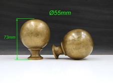 Ø55mm Lot 2 anciennes Boules en Bronze,Embout,Barre à Rideau,Escalier,Chenet,Lit