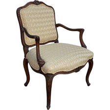 Antique French Louis XV Style Walnut Upholstered Fauteuil Armchair c. 1890