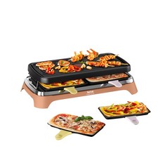 Plancha Raclette Gril Multifonction Portable Revêtement Antiadhésif 8 Pers 1450W