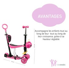 YOLEO Trottinette avec Siège 5 en 1 pour Enfants, Trotinette 3 Roues Plateau...