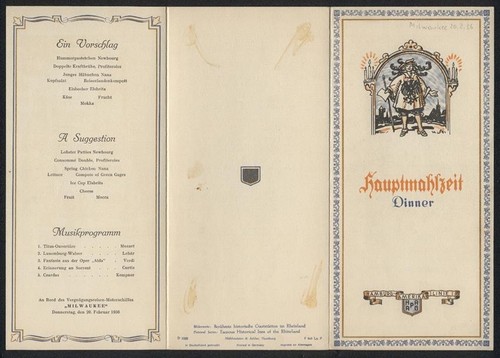 Carte menu 1936 bateau à - de,