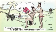Too Self Conscious Genuine American Nudist Comic Card 1956 Risqué Postcard