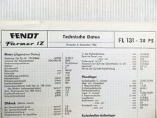 Fendt Farmer 1 Z FL 131 - 28 hp technical data data data sheet 1966