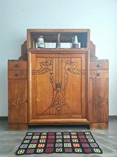 Buffet art déco plateaux marbre, meuble vaisselier ancien, vitrine