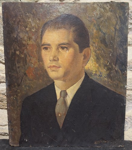 Huile sur panneau circa 1930 - ,