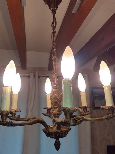 Ancien lustre bronze 6 - lustre, en