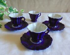 4 SMALL LIMOGES PORCELAIN CUPS OVEN BLUE
