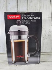 Bodum Chambord French Press Coffee Maker 34oz (1.0L)-Stainless Steel & Glass–NOB