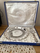 Écrin Plat À Tarte Et Sa Pelle À Tarte Métal Argenté Francia Paris Vintage 