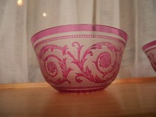 1 Saint ST Louis Thistle Acid Release Crystal Ramekin Finger Rinse Bowl Pink