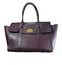 MULBERRY Oxblood Pebbled Leather Large Bayswater Bag Auth
