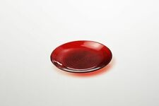 Assiette Pour Desserts En Verre Couleur Rouge Avec Reflets Dorés